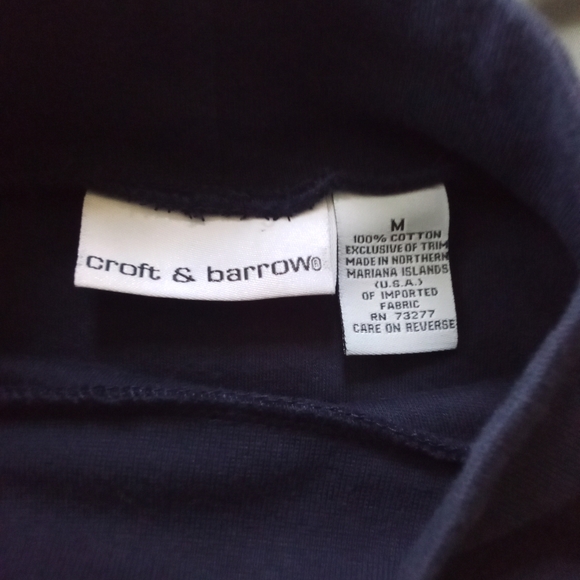 Women's Snowman Navy Blue 100% Cotton Christmas Mock Neck Long Sleeve Shirt - Picture 11 of 12